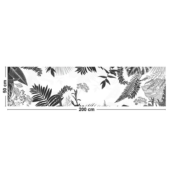 99DECO - Tapis antidérapant - Végétal - vinyle - int./ext. - Noir - 50x200cm - large