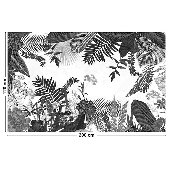 99DECO - Tapis antidérapant - Végétal - vinyle - int./ext. - Noir - 120x200cm - large