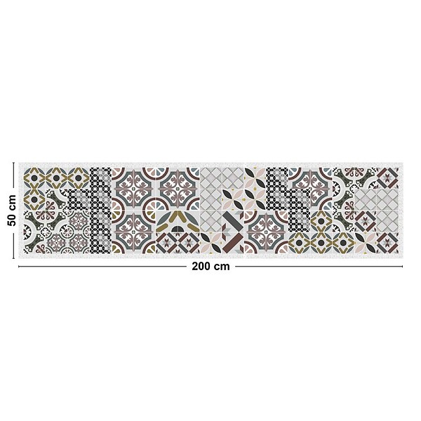 99DECO - Tapis antidérapant - Naples - vinyle - int./ext. - Multicolore - 50x200cm - large