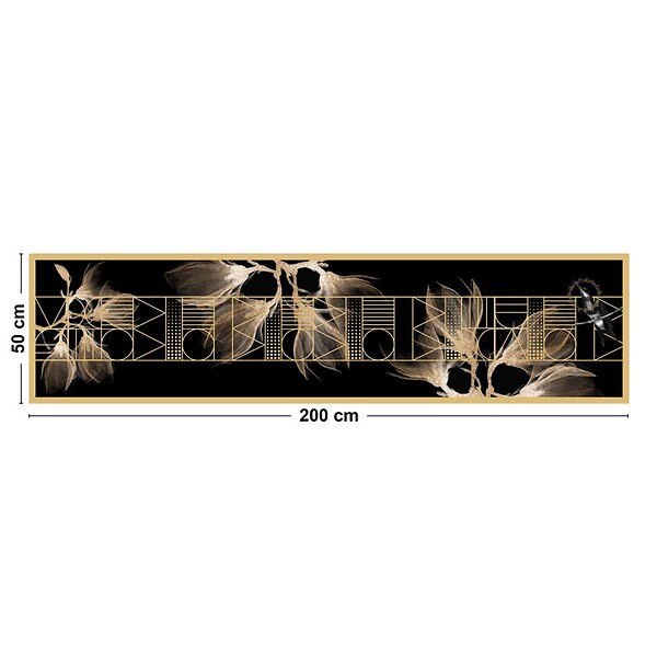 99DECO - Tapis antidérapant - Boho Chic - vinyle - int./ext. - Noir - 50x200cm - large