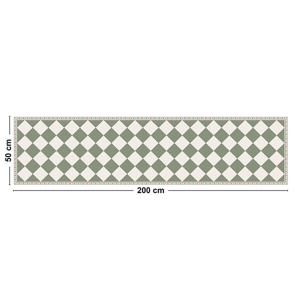 99DECO - Tapis antidérapant - Rétro - vinyle - int./ext. - Vert - 50x200cm - large