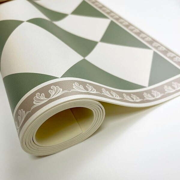 99DECO - Tapis antidérapant - Rétro - vinyle - int./ext. - Vert - 50x200cm - large