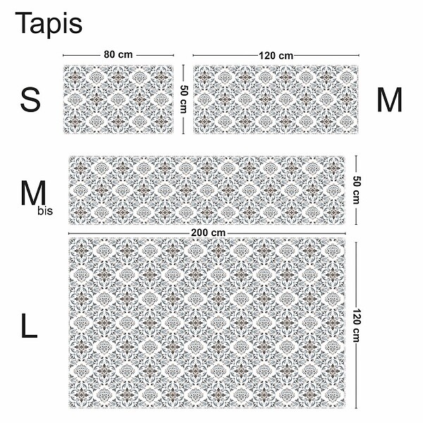 99DECO - Tapis antidérapant - Agathe - vinyle - int./ext. - Multicolore - 50x200cm - large