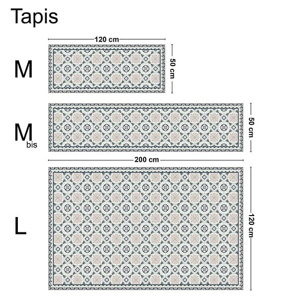 99DECO - Tapis antidérapant - CC Léonie - vinyle - int./ext. - Bleu - 50x120cm - large