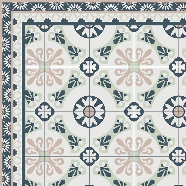 99DECO - Tapis antidérapant - CC Léonie - vinyle - int./ext. - Bleu - 50x120cm - large