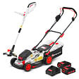 ELEM GARDEN TECHNIC - Tondeuse et coupe bordures rechargeables 20V max + 2 batteries  . - vignette