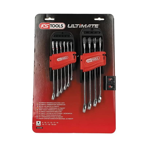 KS TOOLS - Jeu de 10 clés mixtes métriques sur support, 8 à 19 mm  - KS TOOLS - 922.0050 - large