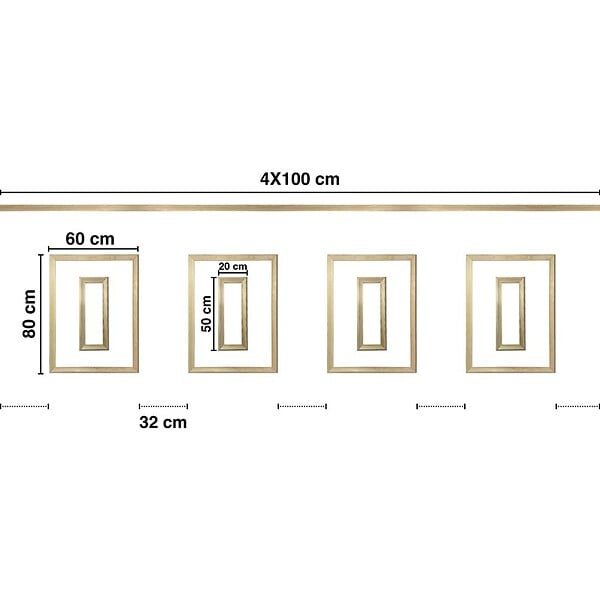 99DECO - Kit de 4 moulures murales en bois Pin des Landes - Prêt à coller et peindre - Antoinette - 4 mètres - large