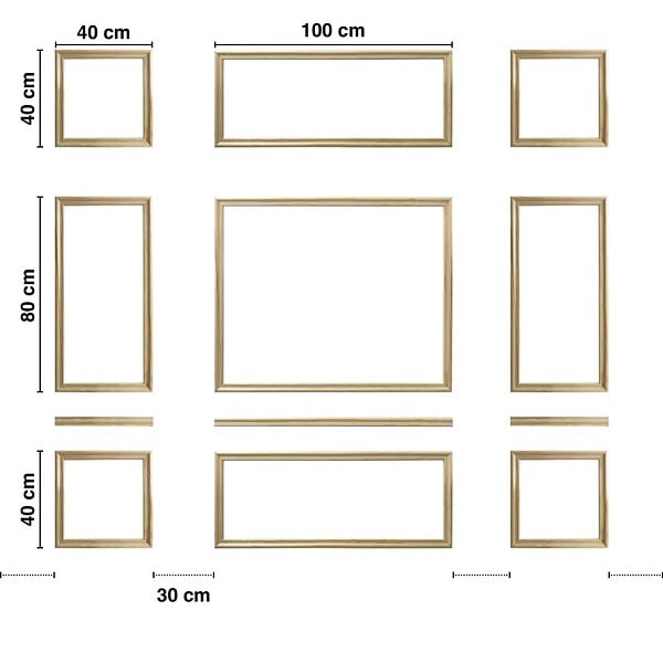 99DECO - Kit de 9 moulures murales en bois Pin des Landes - Prêt à coller et peindre - Charlotte - 1,8 mètres - large
