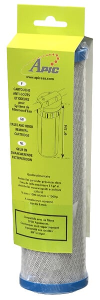 APIC - Cartouche filtrante charbon actif anti-goût - H.24,75cm - large