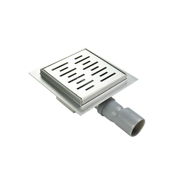 SANIVERRE - FIZEO Caniveau de douche carré motif strié 20 x 20 cm siphon anti-odeurs, drainage 36l/min, hauteur réglable - large