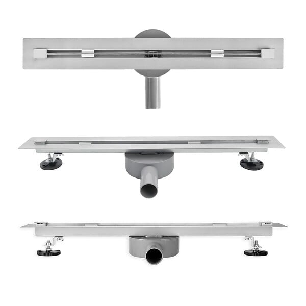 SANIVERRE - DEKI Caniveau de douche italienne slim L.100 cm acier inoxydable avec siphon 360°, drainage performant - large
