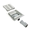 SANIVERRE - FIZEO Caniveau de douche carré motif strié 25 x 25 cm siphon anti-odeurs, drainage 36l/min, hauteur réglable - vignette