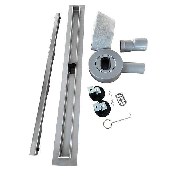 SANIVERRE - TIKA Caniveau de douche italienne compact L.100 cm acier inoxydable avec siphon 360°, drainage 36l/min - large
