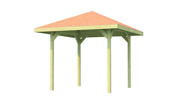 WEKA - Pergola bois massif 651T1 - Shingle rouge - 4 pans - large