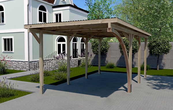 WEKA - Carport simple 606A T2 - Surface hors tout 18.00m2 - couverture PVC - large