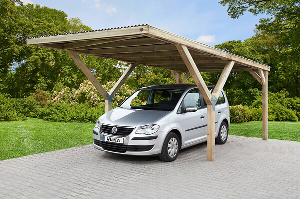 WEKA - Carport Y simple 612  - Surface hors tout 18.54m2 - couverture acier - large