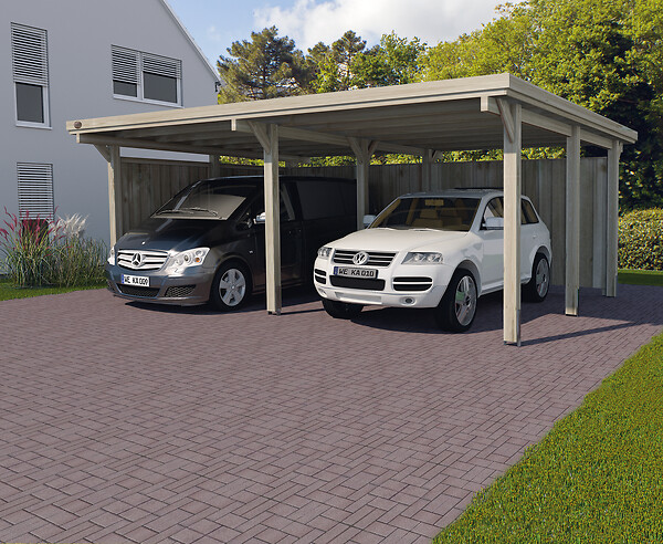 WEKA - Carport double 618T1  - Surface hors tout 30.87m2 - couverture PVC - large
