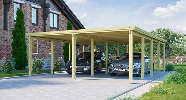 WEKA - Carport double 618T3  - Surface hors tout 48.36m2 - couverture ACI - large