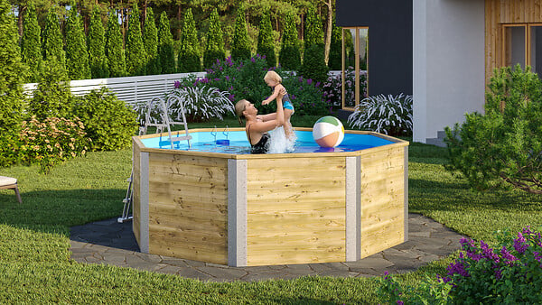 WEKA - Piscine bois 593 octogonale hors-sol - Diamètre 325 - 7,5m3 - large