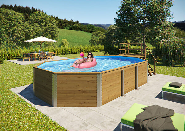 WEKA - Piscine bois 594 oval octogonal hors sol - Volume 20.4m3 -madrier 45mm - large