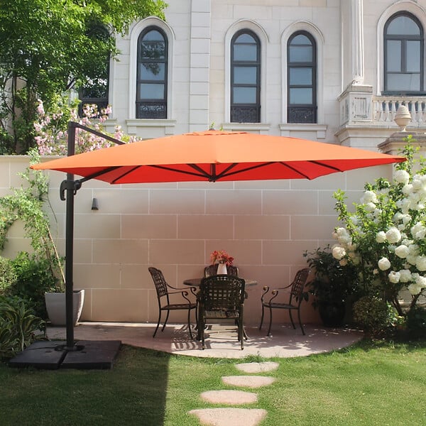 CONCEPT USINE - Ensemble parasol  terracotta 3x4m et 4 dalles à lester CESARE - large
