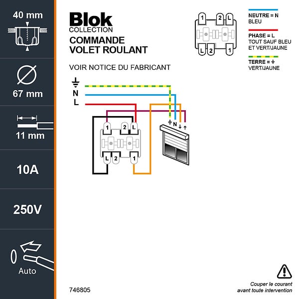 DEBFLEX - BLOK INTERRUPTEUR VOLET ROULANT BLANC - large