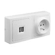 DEBFLEX - BLOK DUO PRISE USB DOUBLE 2,1A + PRISE DE COURANT 2P+T BLANC - vignette
