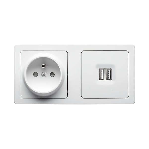 DEBFLEX - BLOK DUO PRISE USB DOUBLE 2,1A + PRISE DE COURANT 2P+T BLANC - large