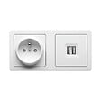 DEBFLEX - BLOK DUO PRISE USB DOUBLE 2,1A + PRISE DE COURANT 2P+T BLANC - vignette