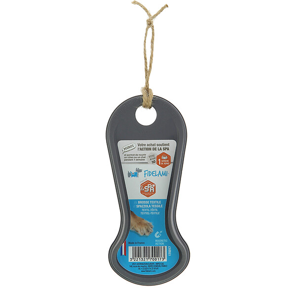 FIDELAMI - Brosse textile magnétique - Caoutchouc - Grise - large