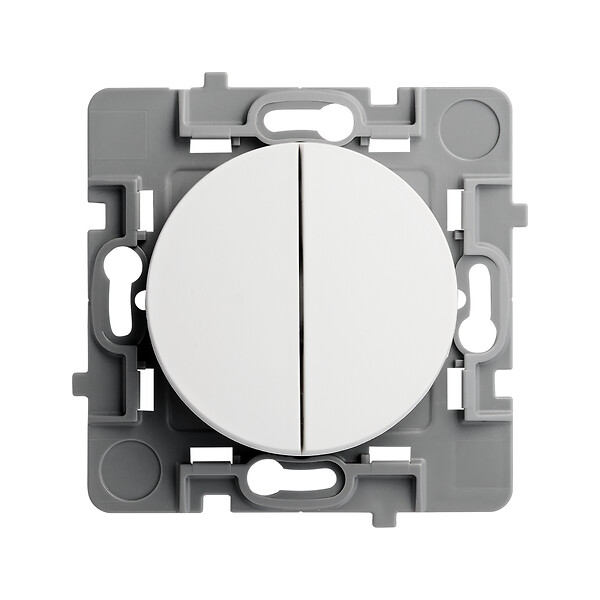DEBFLEX - Mécanisme Double Va-et-vient Casual - Avec Cache Support Metal Appareillage Encastre Blanc Ref 742977 A7936042