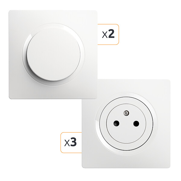 DEBFLEX - DEBFLEX - CASUAL EVO LOT COMPLET 3 PRISE 2P+T AFFLEURANT + 2 VA ET VIENT BLANC - large