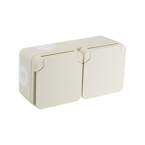 DEBFLEX - DEBFLEX - CYKLONE IP55 Prise 2P+T Double FR H Sable - 730453 - large