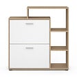 ID MARKET - Meuble à chaussures 12 paires KLARK imitation hêtre 2 portes blanches avec étagère - vignette