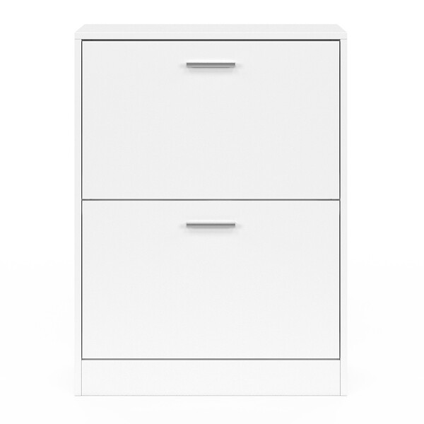 ID MARKET - Meuble à chaussures 12 paires KLARK 2 portes blanc - large