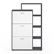 ID MARKET - Meuble à chaussures 18 paires KLARK gris 3 portes blanches avec étagère - vignette