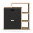 ID MARKET - Meuble à chaussures 12 paires KLARK imitation hêtre 2 portes noires avec étagères - vignette