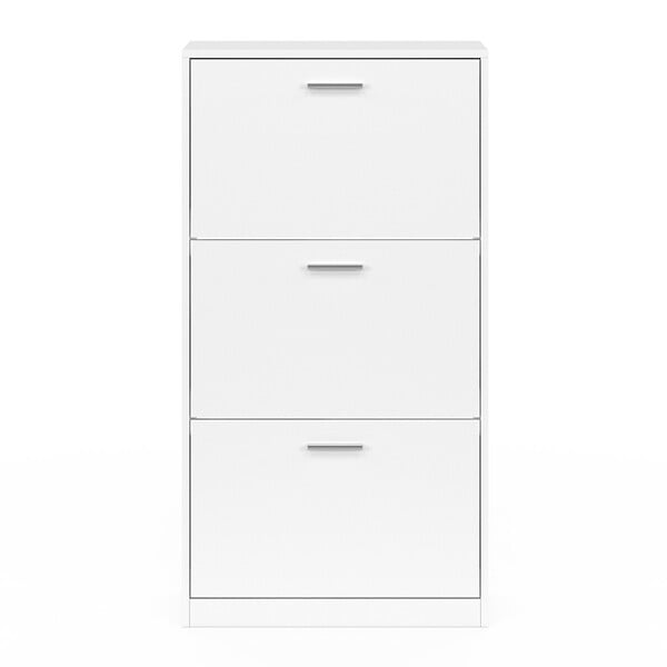 ID MARKET - Meuble à chaussures 18 paires KLARK 3 portes blanc - large