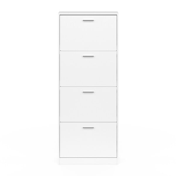 ID MARKET - Meuble à chaussures 24 paires KLARK 4 portes blanc - large