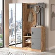 CONCEPT USINE - Meuble d'entrée design bois et gris avec miroir ANKA - vignette