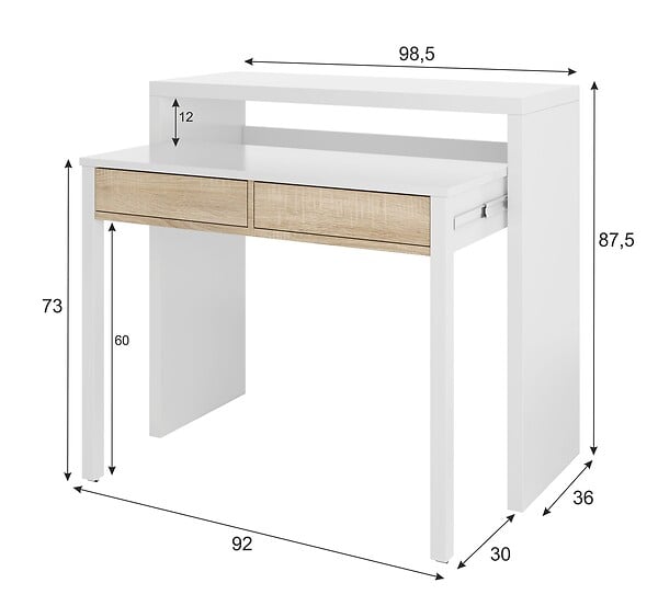 FORESHABIT - Console extensible en bureau CLEA - H.88xL.99xP.36cm - large