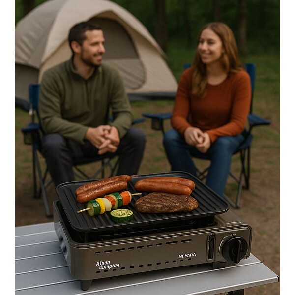 ALPENTECH - Barbecue à gaz Portable Grill 1780W + 4 Cartouches Gaz Butane Allumage Piezo + Mallette Camping ALPEN - large