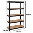 INTEC - Etagère de Rangement Noire 90 x 60cm x H180cm - Rayonnage Métal Haute qualité 5 Plateaux Charges lourdes 1500kg INTEC - vignette