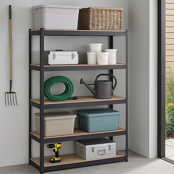 INTEC - Etagère de Rangement Noire 120 x 60cm x H180cm - Rayonnage en métal Haute qualité 5 Plateaux Charges lourdes 1500kg INTEC - large