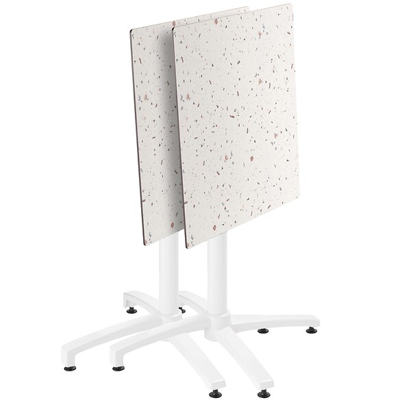 OVIALA - Ensemble table terrasse terrazzo et 2 chaises blanc - Opéra - large