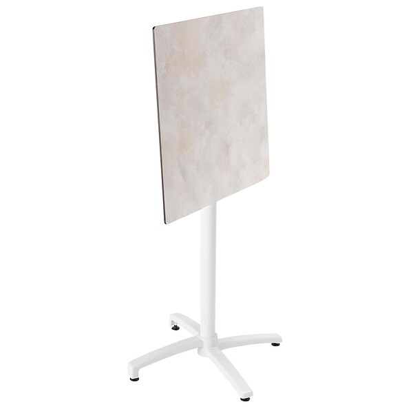 OVIALA - Ensemble table haute stratifié béton gris clair et 2 chaises blanc - Opéra - large