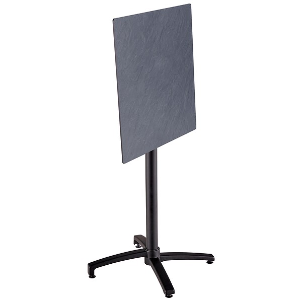OVIALA - Ensemble table haute stratifié gris et 2 chaises hautes gris - Opéra - large