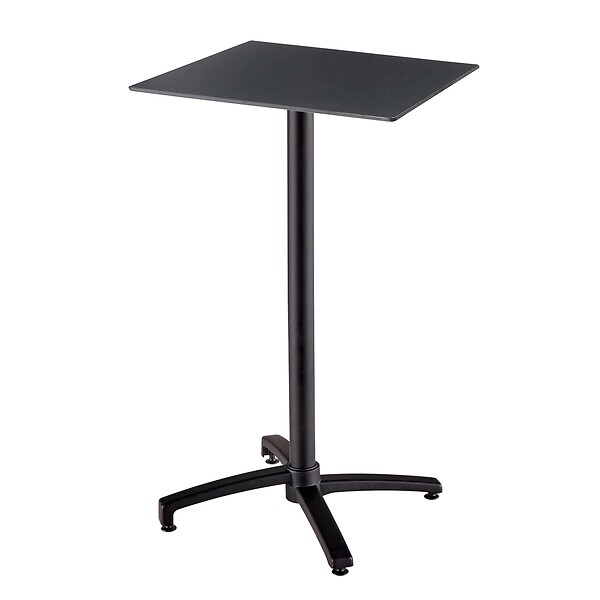 OVIALA - Ensemble table haute stratifié noir et 2 chaises hautes gris - Opéra - large