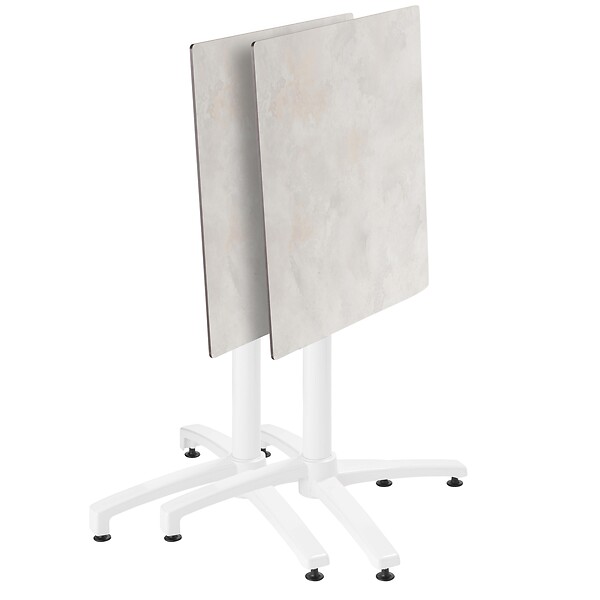 OVIALA - Ensemble table terrasse stratifié béton avec 2 fauteuils blanc - Opéra - large